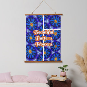 Abstract Blue Flowers Pattern Hanging Tapestry
