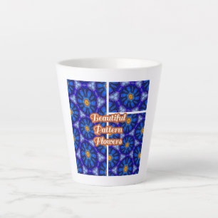Abstract Blue Flowers Pattern Latte Mug