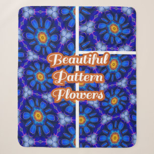 Abstract Blue Flowers Pattern Sherpa Blanket