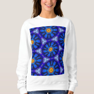 Abstract Blue Flowers Pattern Sweatshirt