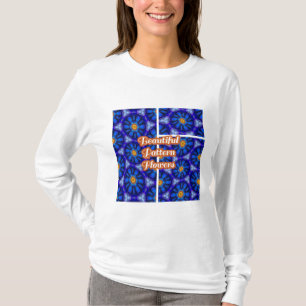 Abstract Blue Flowers Pattern T-Shirt