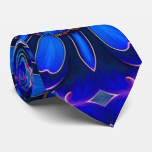 Abstract Blue Flowers Pattern Tie