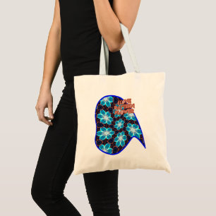 Abstract Blue Flowers Pattern Tote Bag