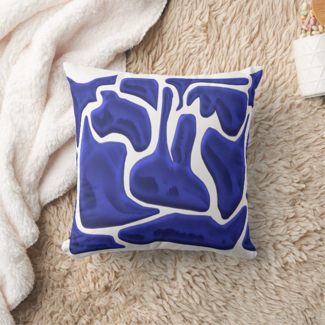 Abstract Blue Fluid Shapes – 3D Modern Art Cushion (Blanket)