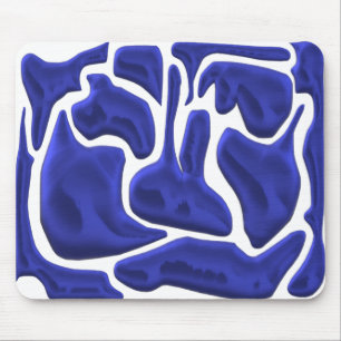 Abstract Blue Fluid Shapes – 3D Modern Art Mouse Mat