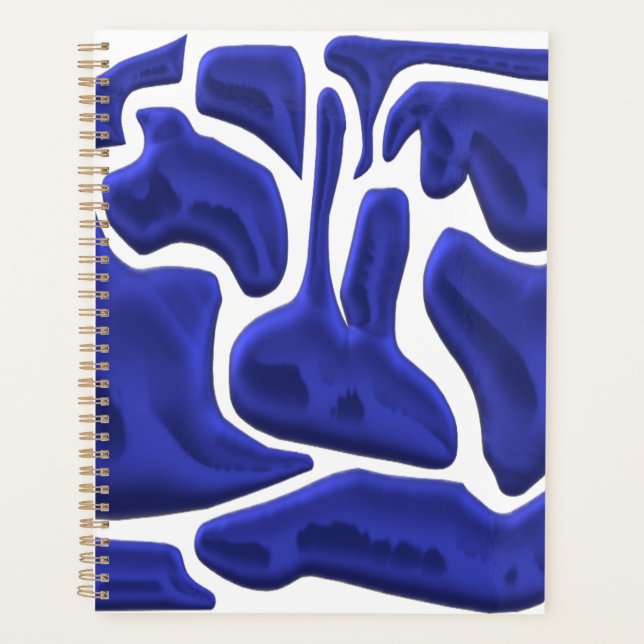 Abstract Blue Fluid Shapes – 3D Modern Art Planner (Front)