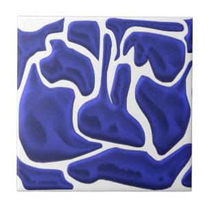 Abstract Blue Fluid Shapes – 3D Modern Art Tile