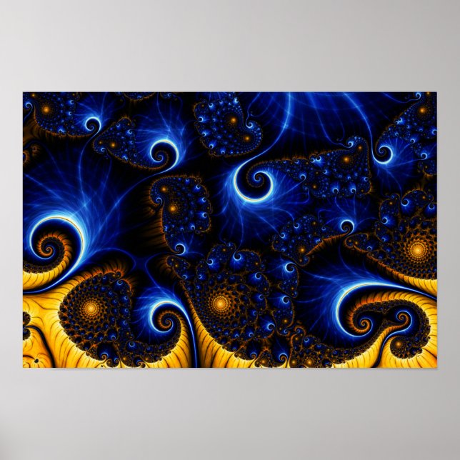 Abstract Blue Fractal Sky Canvas Print (Front)