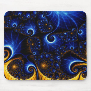 Abstract Blue Fractal Sky Mouse Pad