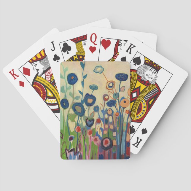 Abstract Blue Garden Playing Cards (Back)