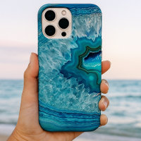 Abstract Blue Geode Agate Crystal Stone Art Design