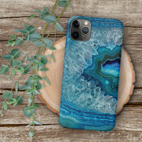 Abstract Blue Geode Agate Crystal Stone Art Design
