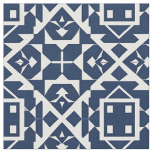 Abstract Blue Geometric Design Fabric