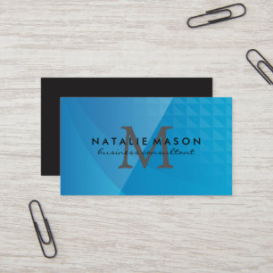 Abstract Blue Geometric   Monogram Business Card