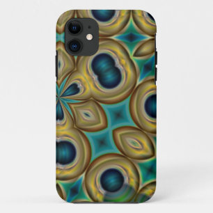 abstract blue gold and teal iphone case