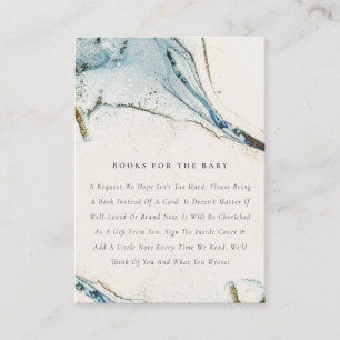 Abstract Blue Gold Beachy Books For Baby Shower Enclosure Card