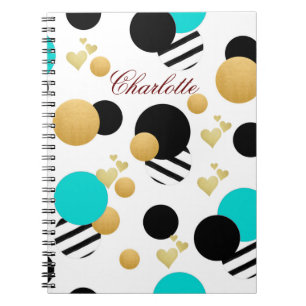 Abstract Blue Gold Black Name Personalised Notebook