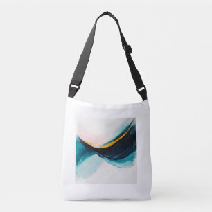 Abstract blue gold brushstroke crossbody bag