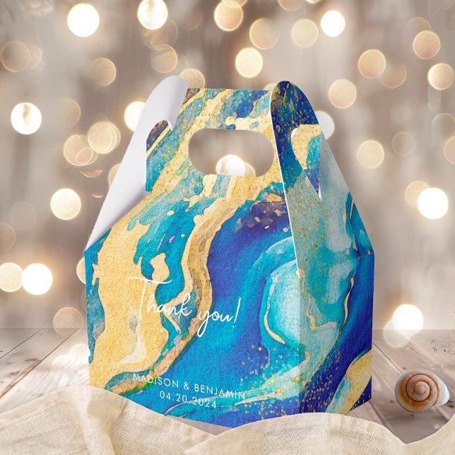 Abstract Blue Gold Colourful Thank You Gift Box (Creator Uploaded)