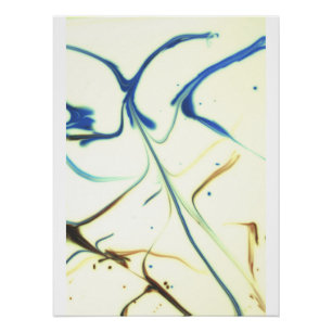 Abstract Blue & Gold Fluid Art – Elegant Modern Ma Poster