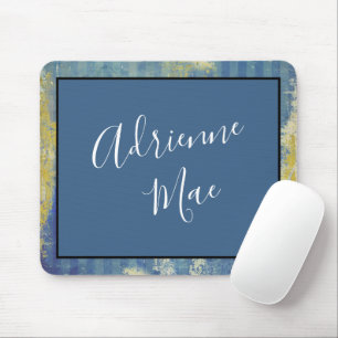 Abstract Blue & Gold Framed Personalised Mouse Mat