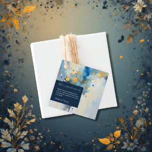 Abstract Blue & Gold Ink Splatter Artwork wedding Favour Tags