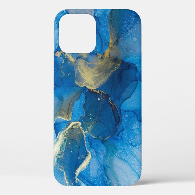 Abstract Blue Gold Marble Texture Case-Mate iPhone Case (Back)