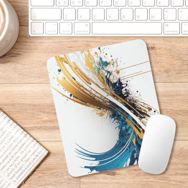 Abstract Blue & Gold Mouse Pad – Dynamic Design (Creator Uploaded)