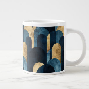 Abstract Blue Gold Navy Large Coffee Mug