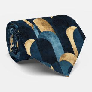 Abstract Blue Gold Navy Tie