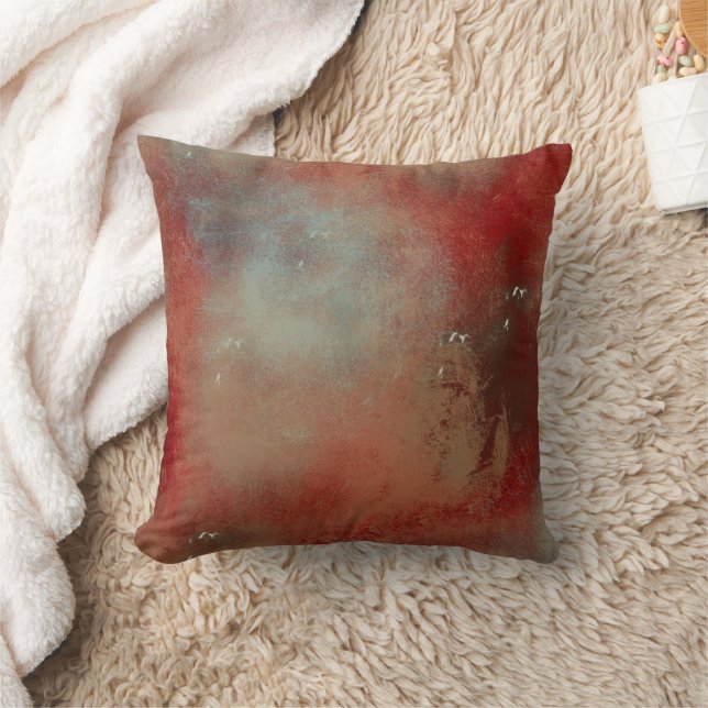 Abstract Blue Gold Red Contemporary Art Cushion (Blanket)