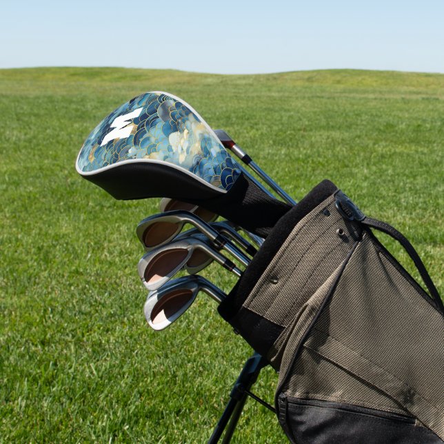 Abstract Blue Gold Sky Clouds Golf Head Cover (In Situ)