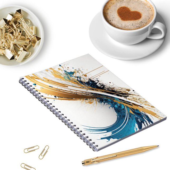 Abstract Blue & Gold Spiral Notebook – Dynamic Des (Creator Uploaded)