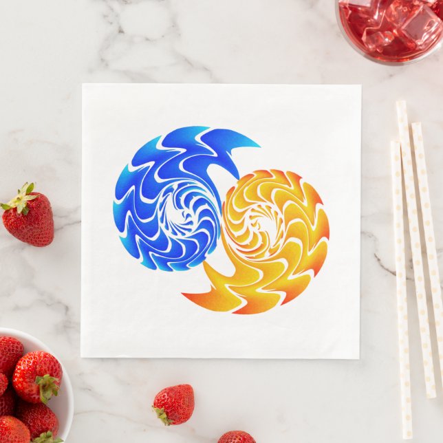 Abstract Blue Gold Yin Yang Fishes Balance Napkin (Insitu)
