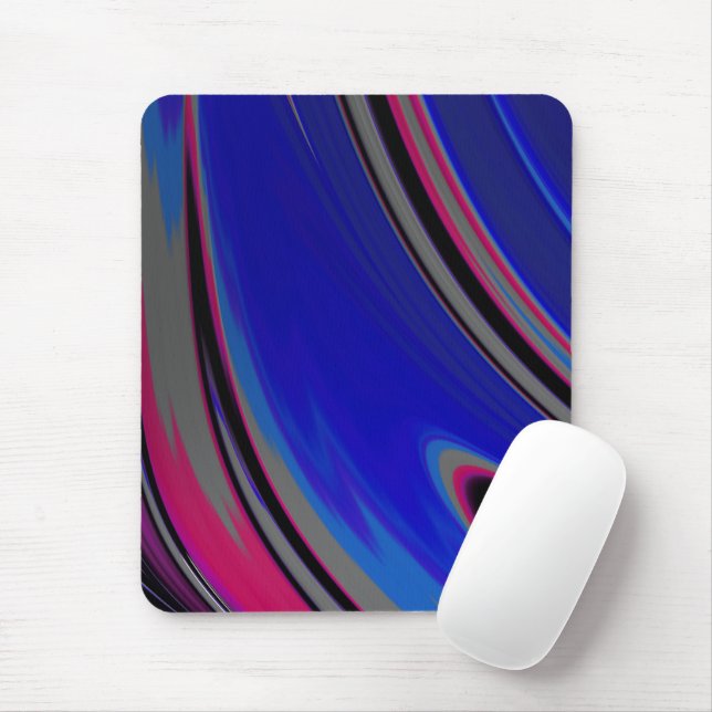 Abstract Blue Gray Magenta Fractal Mouse Mat (With Mouse)