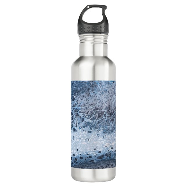 Abstract Blue & Gray Ocean Drift 710 Ml Water Bottle (Front)