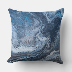Abstract Blue & Gray Ocean Drift Cushion