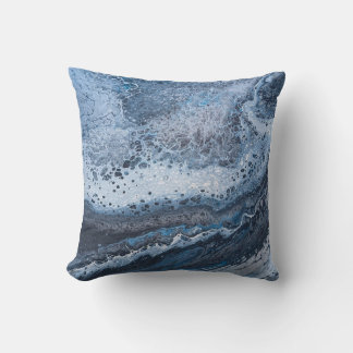 Abstract Blue & Gray Ocean Drift Cushion