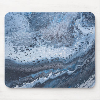 Abstract Blue & Gray Ocean Drift Mouse Mat