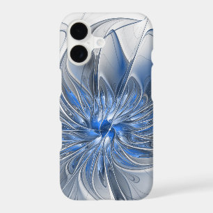 Abstract Blue Gray Watercolor Fractal Art Flower