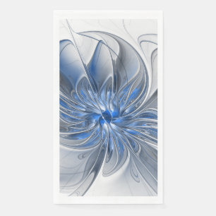 Abstract Blue Gray Watercolor Fractal Art Flower Napkin