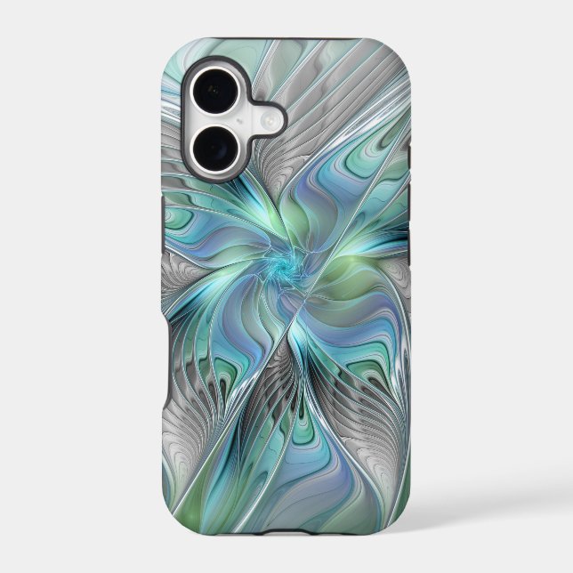Abstract Blue Green Butterfly Fantasy Fractal Art (Back)