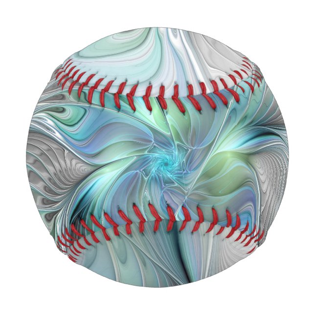 Abstract Blue Green Butterfly Fantasy Fractal Art Baseball (Front)