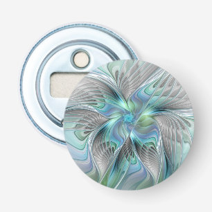 Abstract Blue Green Butterfly Fantasy Fractal Art Bottle Opener