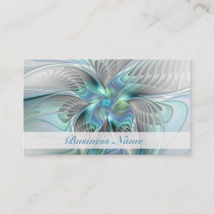 Abstract Blue Green Butterfly Fantasy Fractal Art Business Card