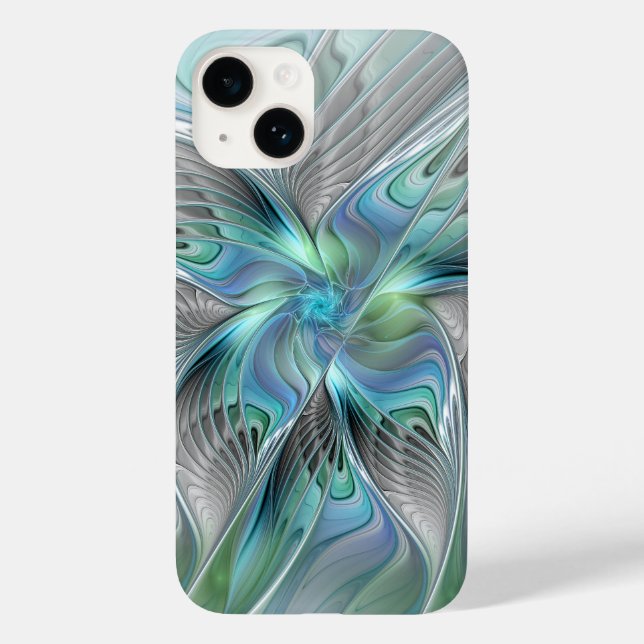 Abstract Blue Green Butterfly Fantasy Fractal Art Case-Mate iPhone Case (Back)