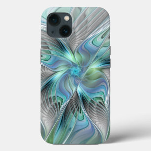Abstract Blue Green Butterfly Fantasy Fractal Art iPhone 13 Case