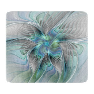 Abstract Blue Green Butterfly Fantasy Fractal Art Cutting Board