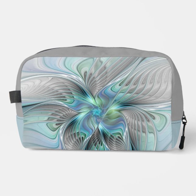 Abstract Blue Green Butterfly Fantasy Fractal Art Dopp Kit (Front)