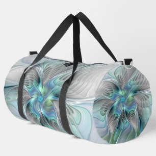 Abstract Blue Green Butterfly Fantasy Fractal Art Duffle Bag